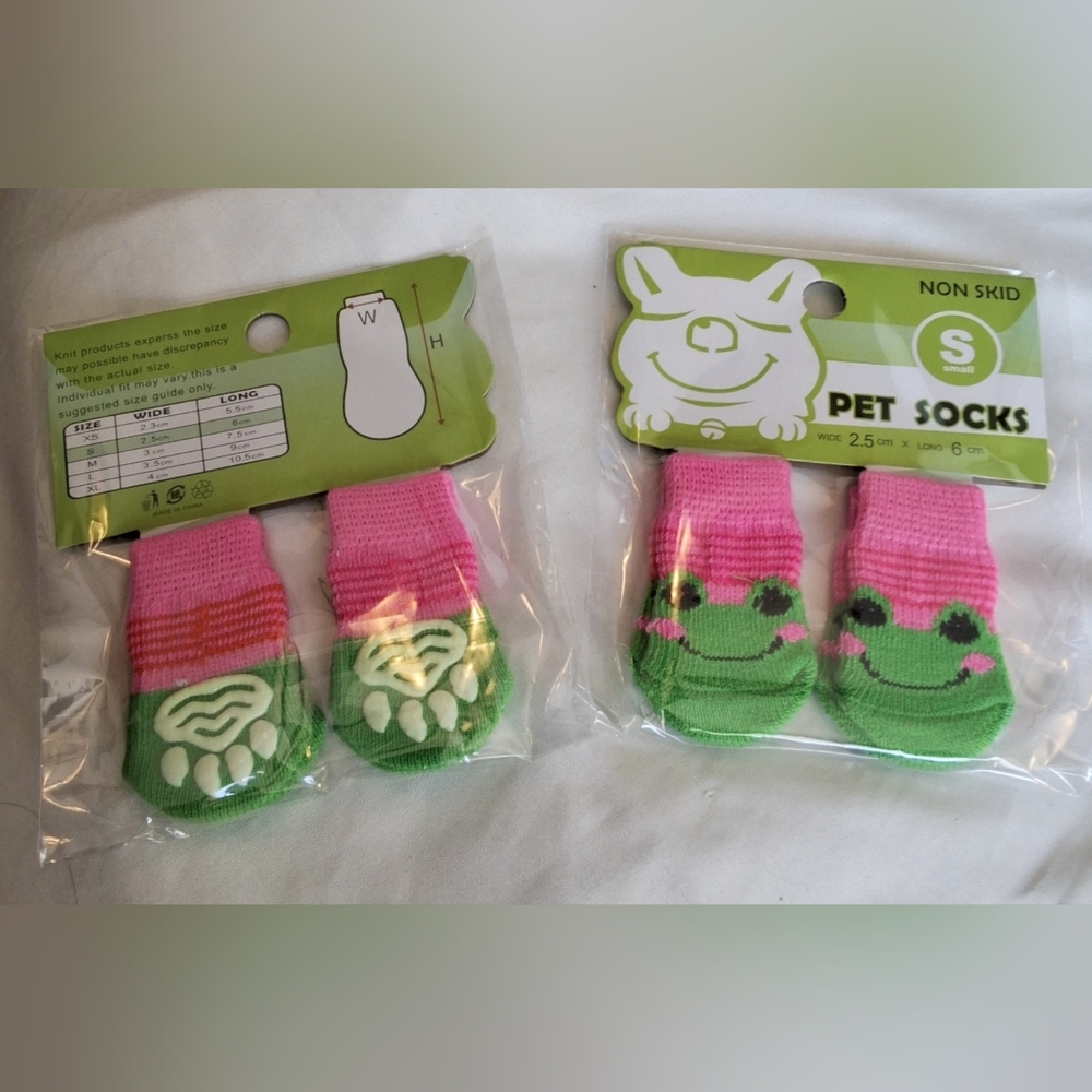 Cute Frog Pet Socks - 2 Packs (Small, Non-Skid)